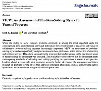 2024-Publikation Isaksen & Hossbach_VIEW: An Assessment of Problem-Solving Style - 20 Years of Progress. 